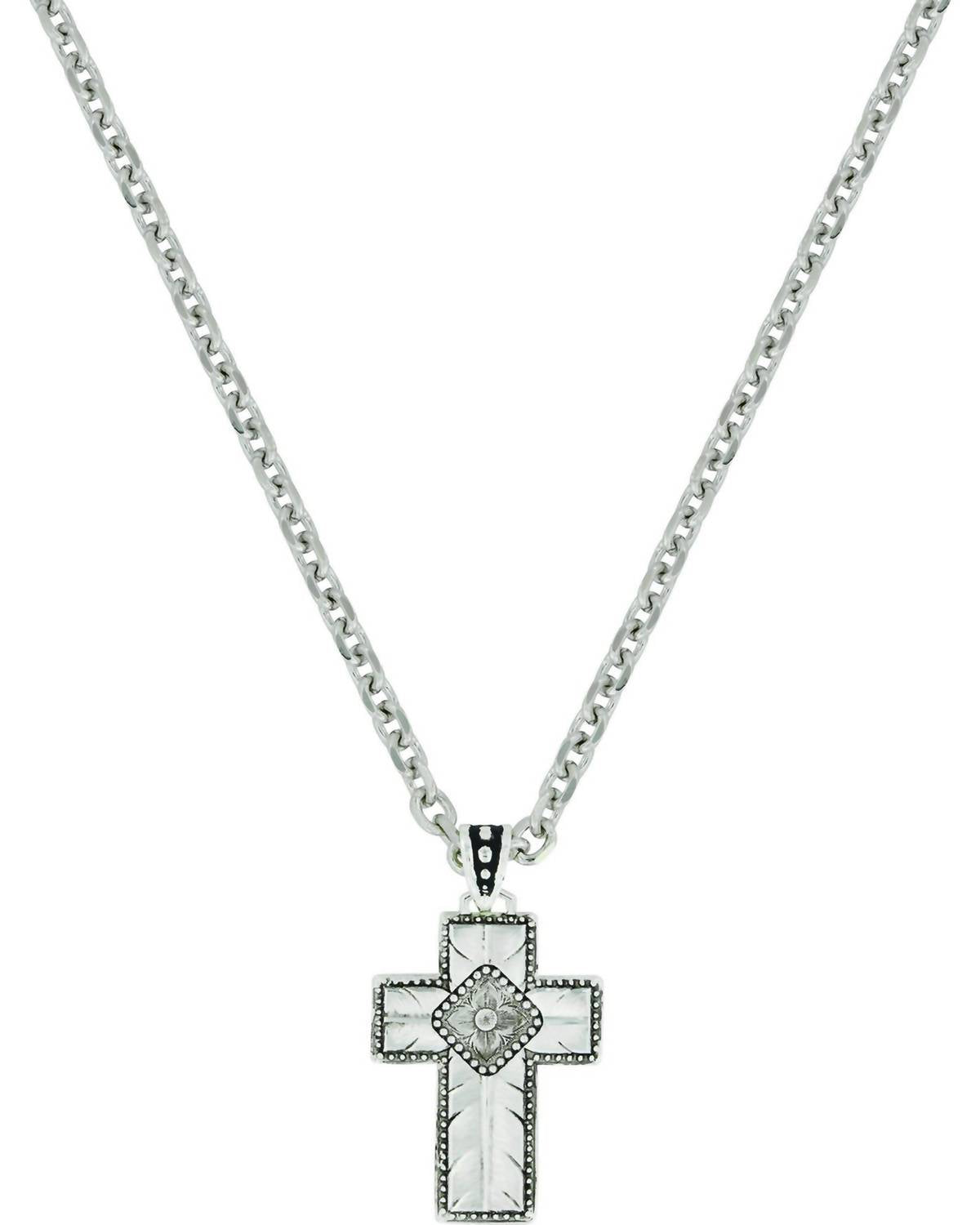 Montana Silversmiths - Men's Banded Feathered Cross Necklace
