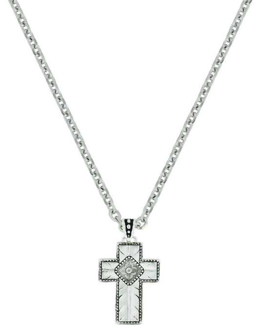 Montana Silversmiths - Men's Banded Feathered Cross Necklace