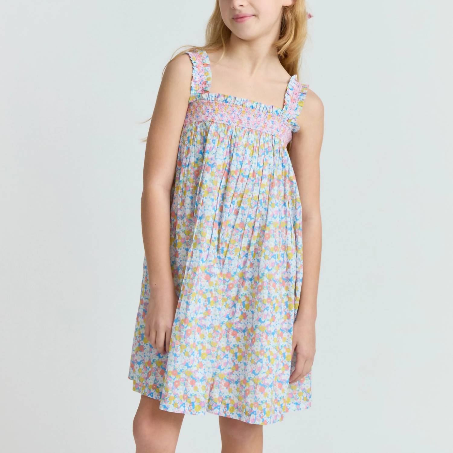 Minnow - Girls Smocked Ruffle Strap Dress