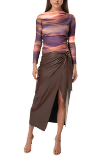 Area Stars Draped Jersey Top in abstract stripe - women's shirt - detail view