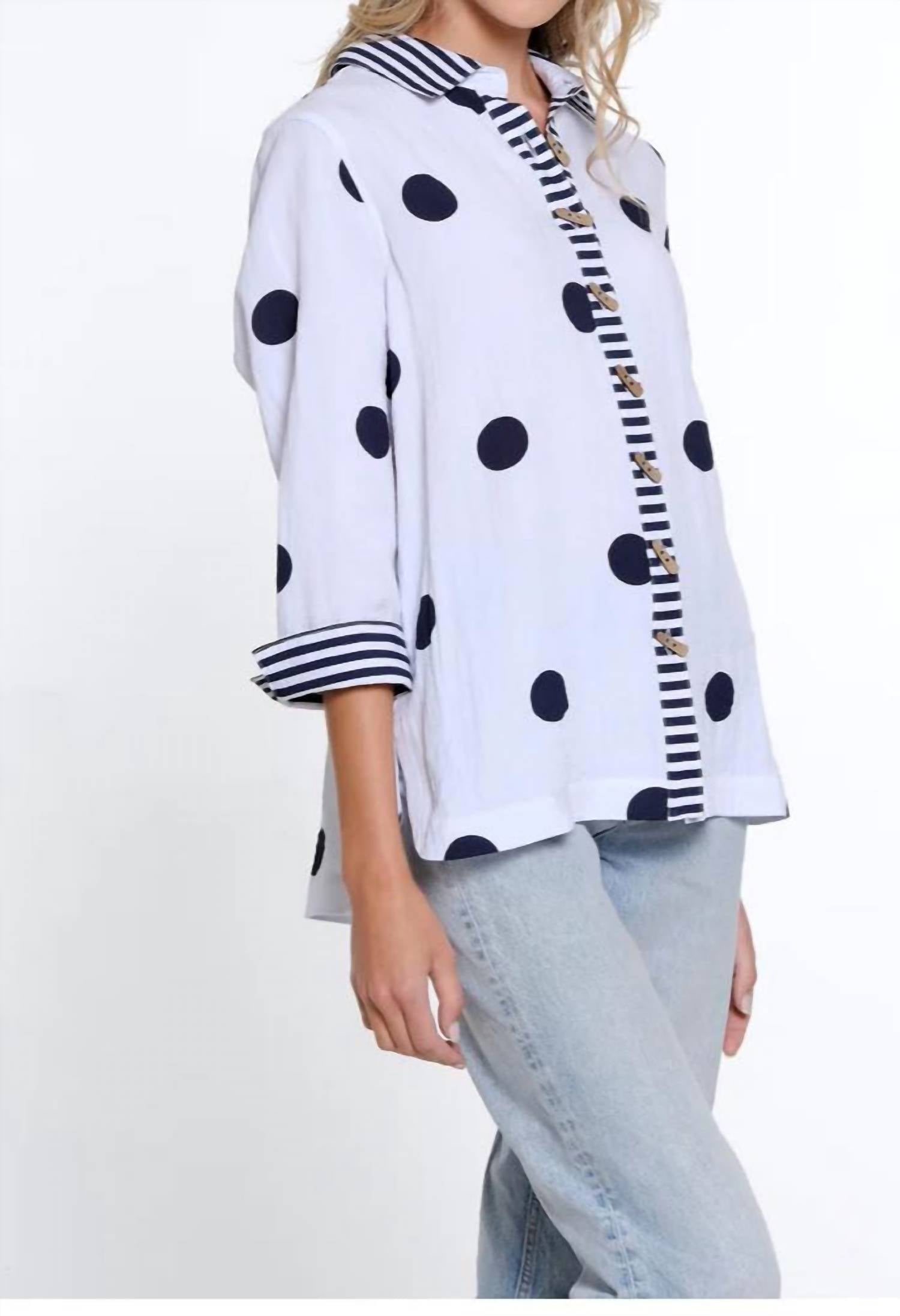 Multiples - Women's Sleeve Button Front Shirt