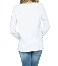 Vocal Apparel - Lace Up Side Deep V Long Sleeve Top