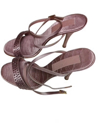 St. John - Satin Ankle Strap Embellished Beaded Heels