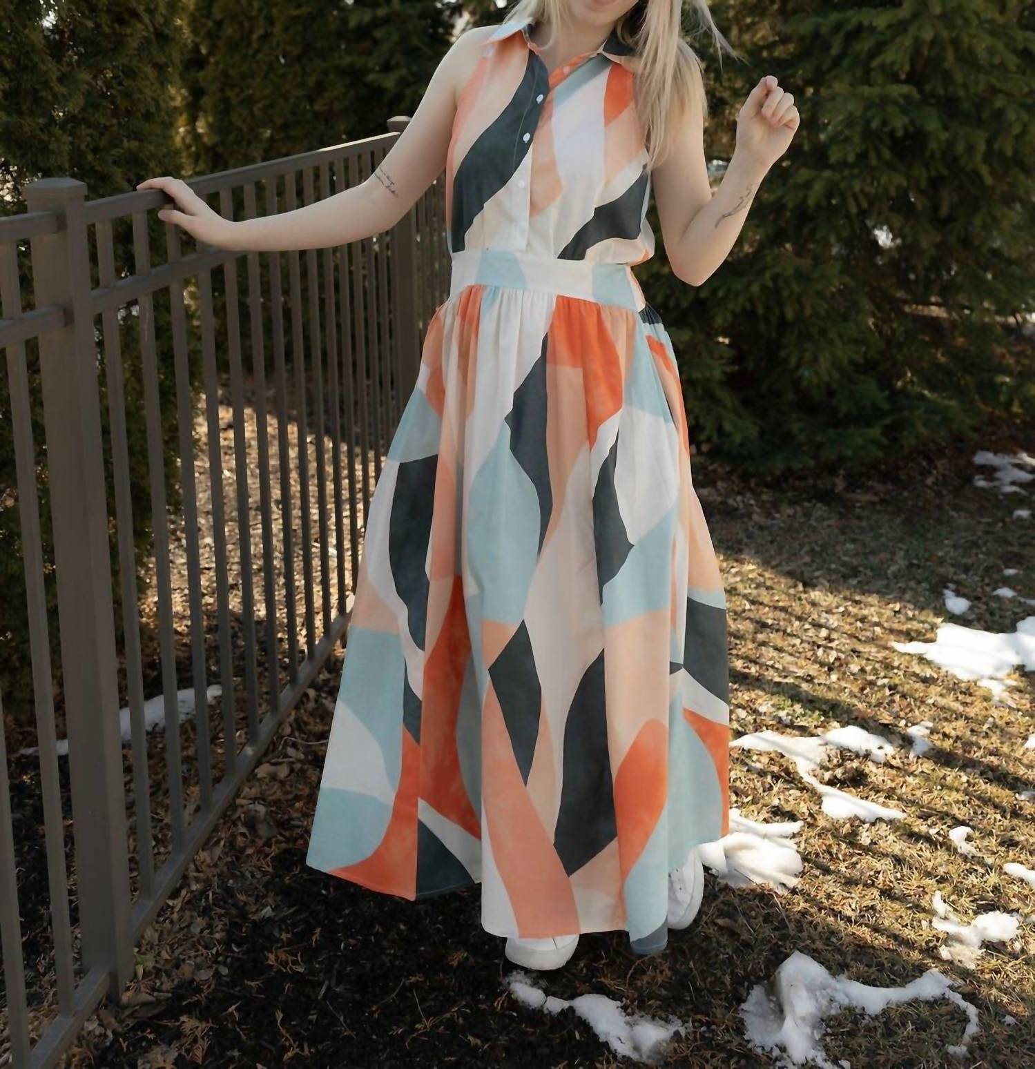 ELAN Abstract Maxi Dress in multi - women's dress