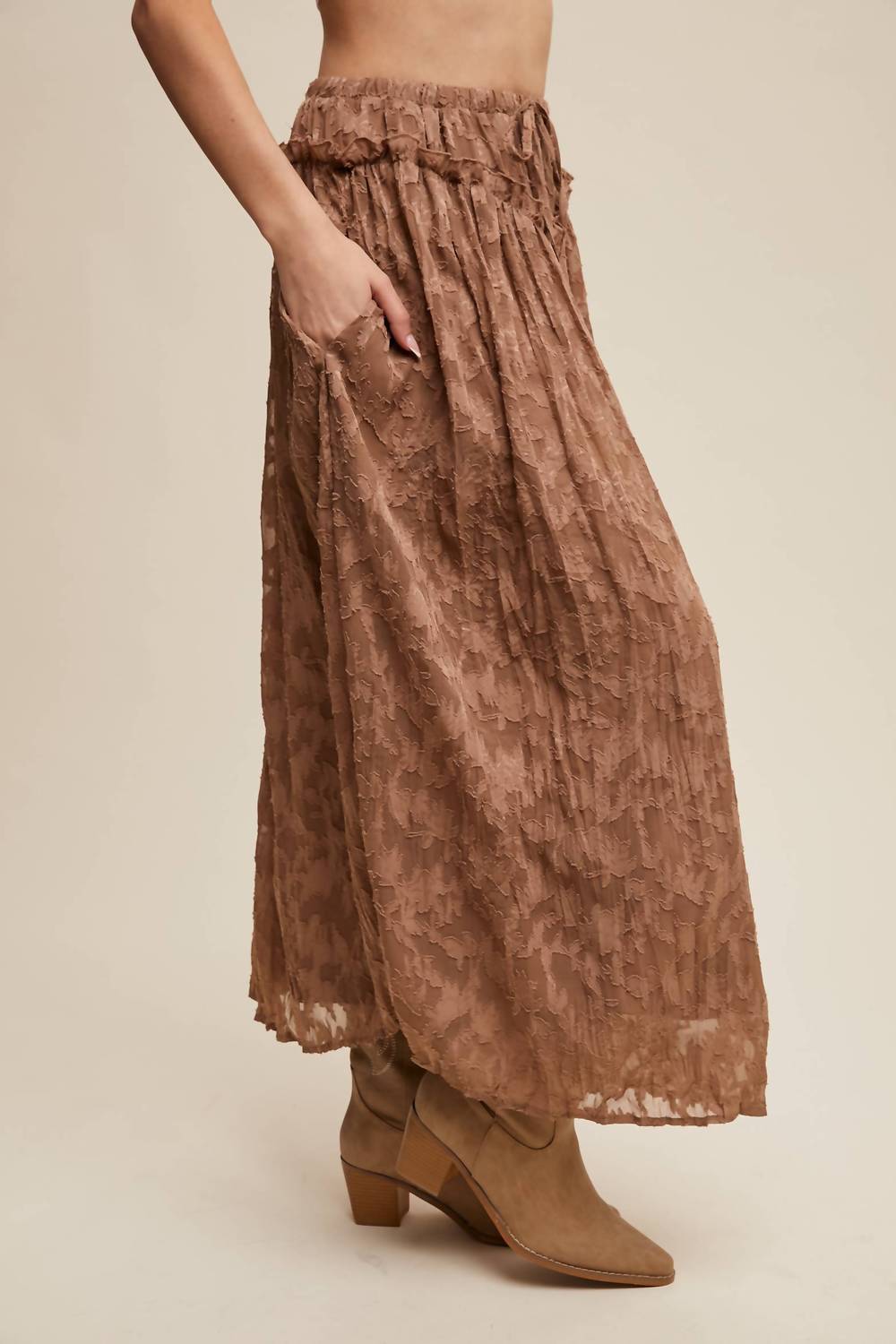 Listicle - Floral Textured Maxi Skirt