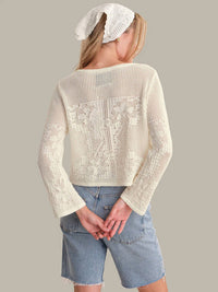 525 America - Nadia Floral Pointelle Cotton Cardigan