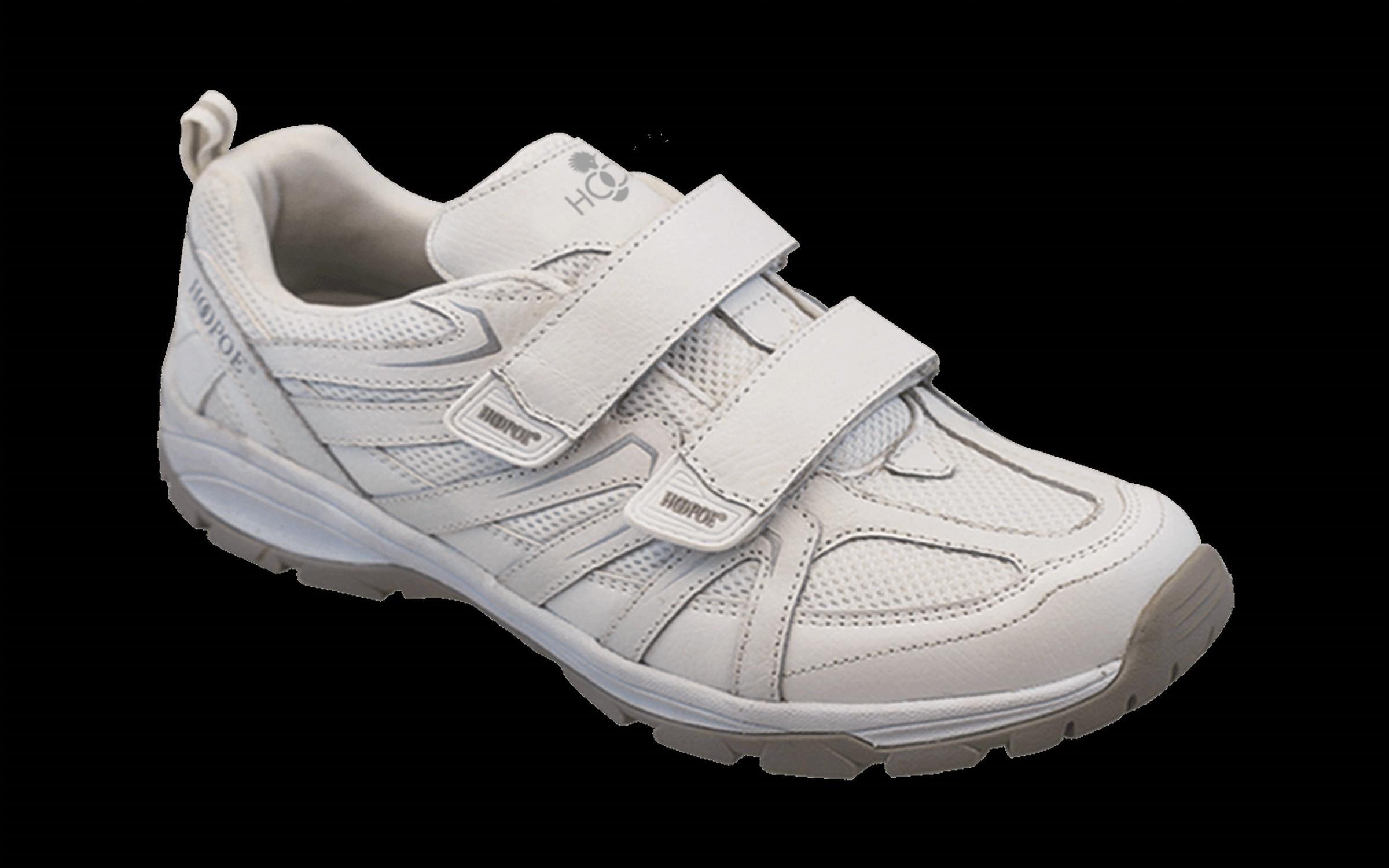 Pilgrim Shoes - Walker Runner Velcro Double-Strap Sneaker in White CLOSEOUTS