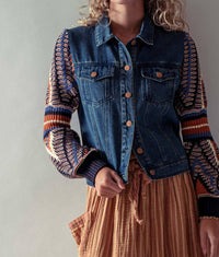 Urban Daizy - Denim Jacket With Knit Sleeves