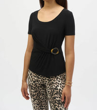 Joseph Ribkoff - Drape Front Buckle Detail Fitted Top