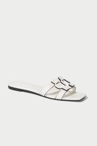 SIMKHAI Women's Monogram Flat Slide in ivory - women's sandal