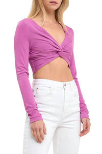 Grey Lab - Front Twist Long Sleeve Crop Top