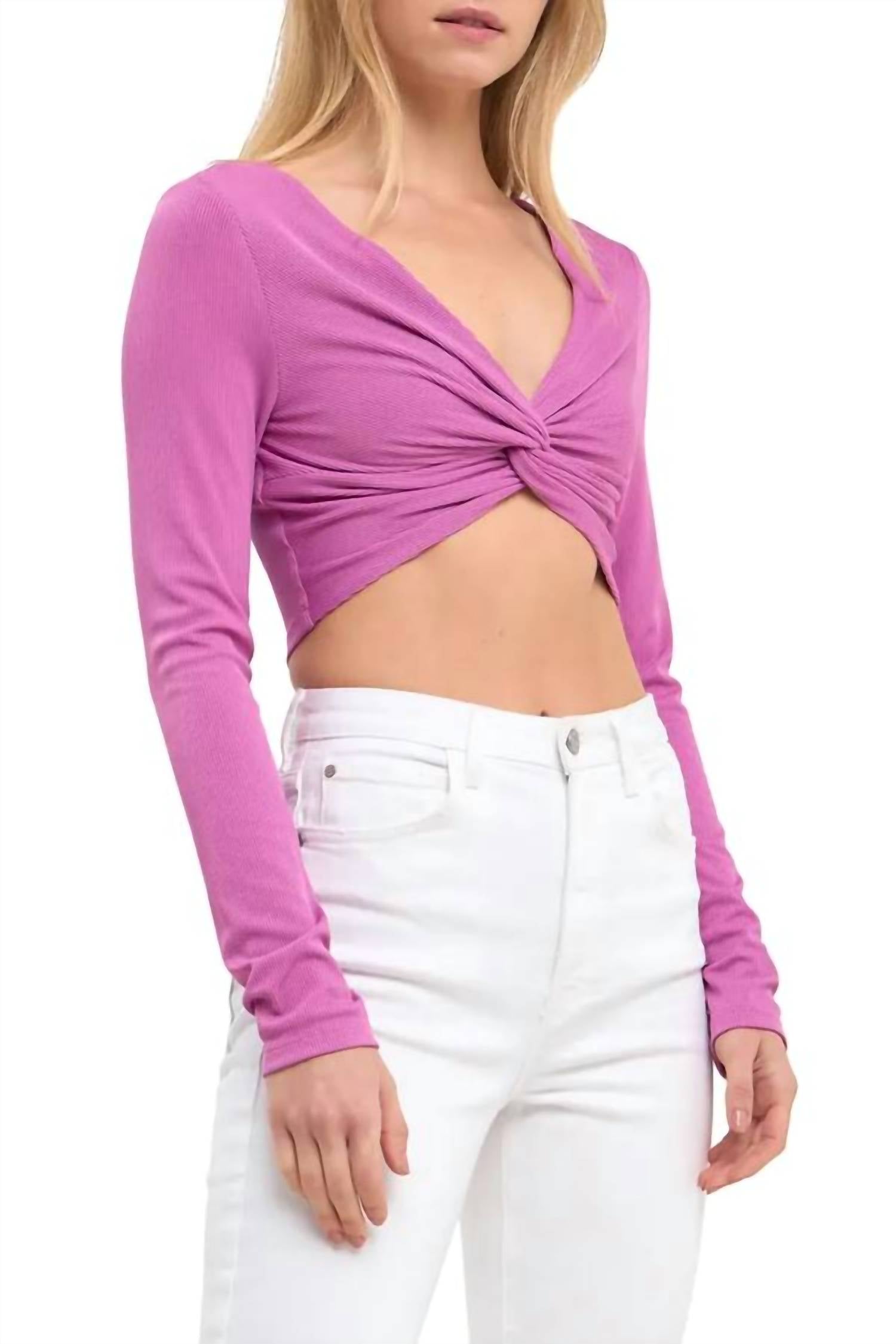 Grey Lab - Front Twist Long Sleeve Crop Top