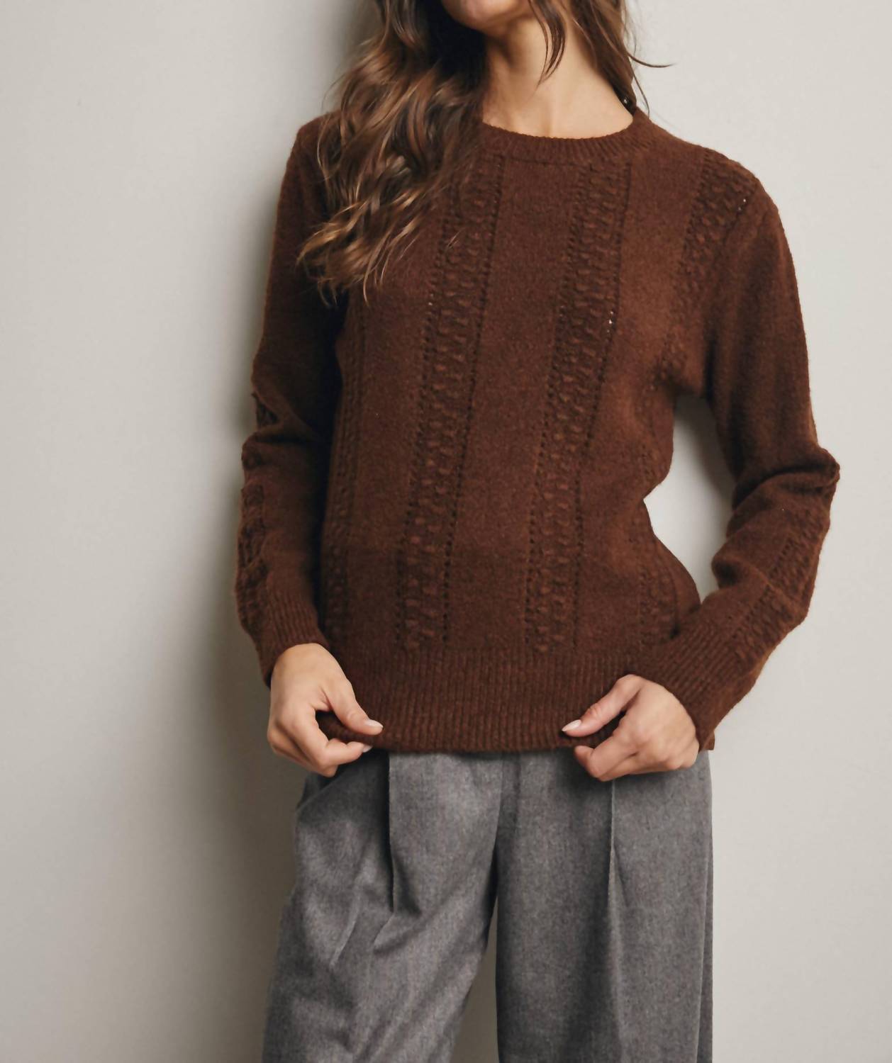 Forte - Textured Cable Stitch Pullover Sweater