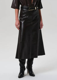 Citizens of Humanity Cassia Leather A-line Skirt in chocolate dark brown - women's skirt - view 4