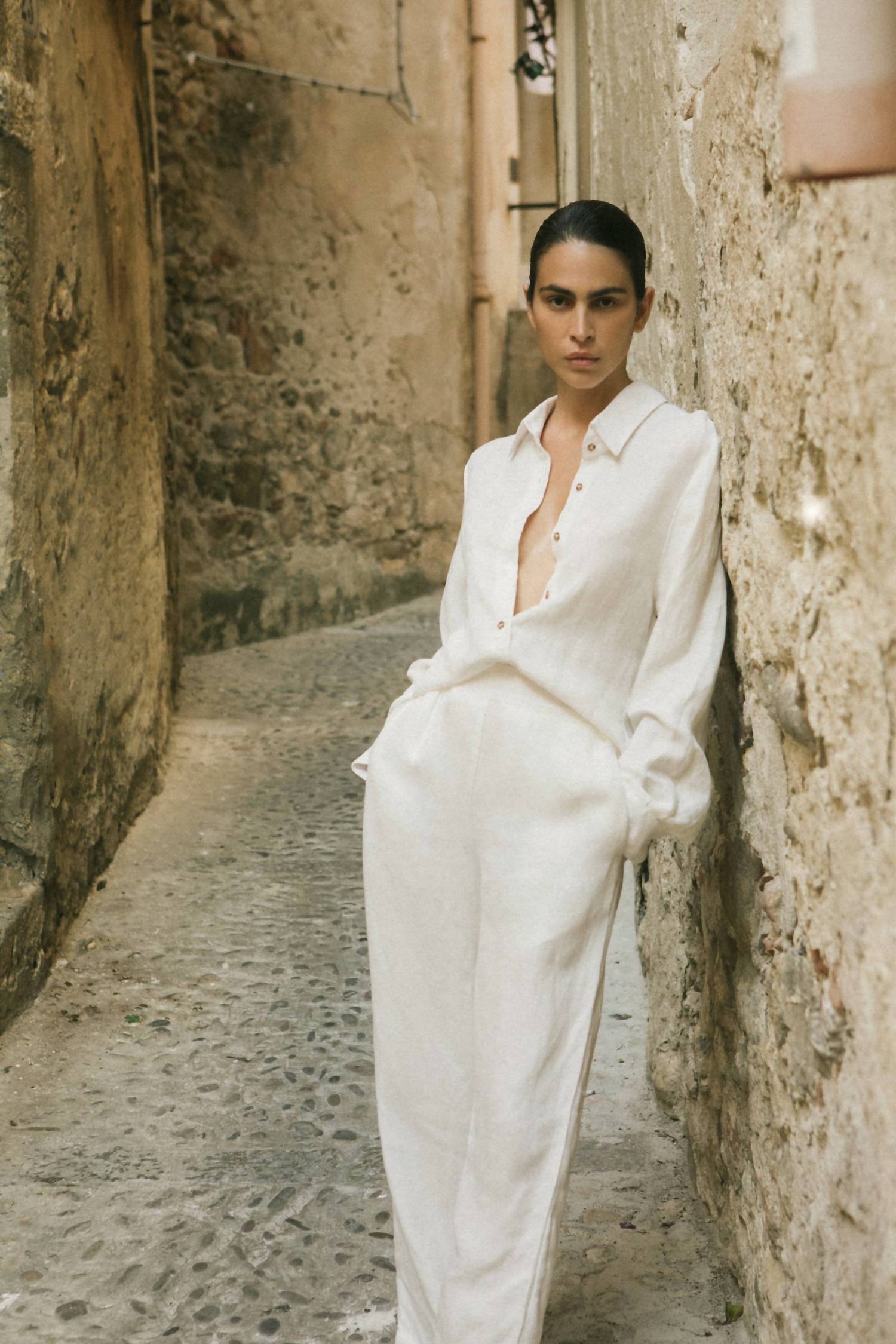 ANEMOS Women's The Keaton Wide Leg Pants in white - women's pants - alternate view