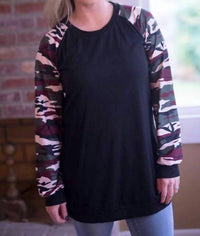 Shirley Stone - Camo Raglan Top