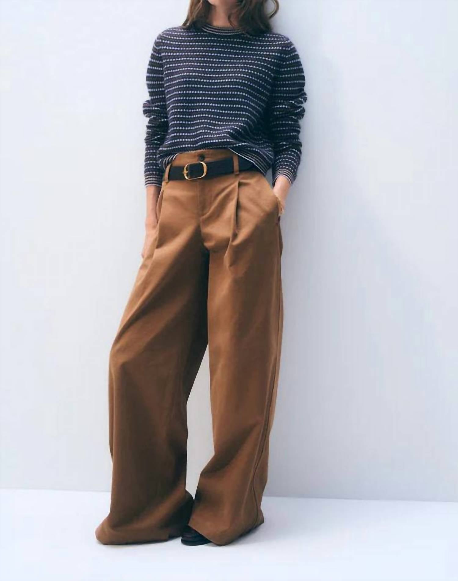 White + Warren - Cashmere Textured Stripe Crew Sweater
