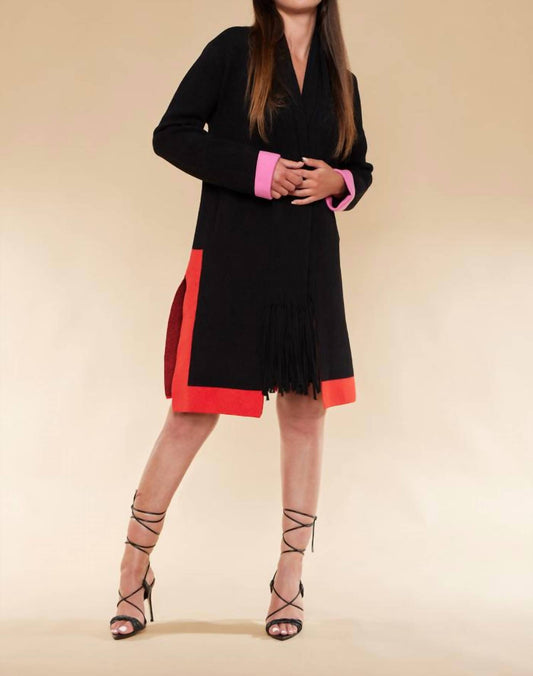 Oolala - Contrast Color Duster Cardigan - Plus