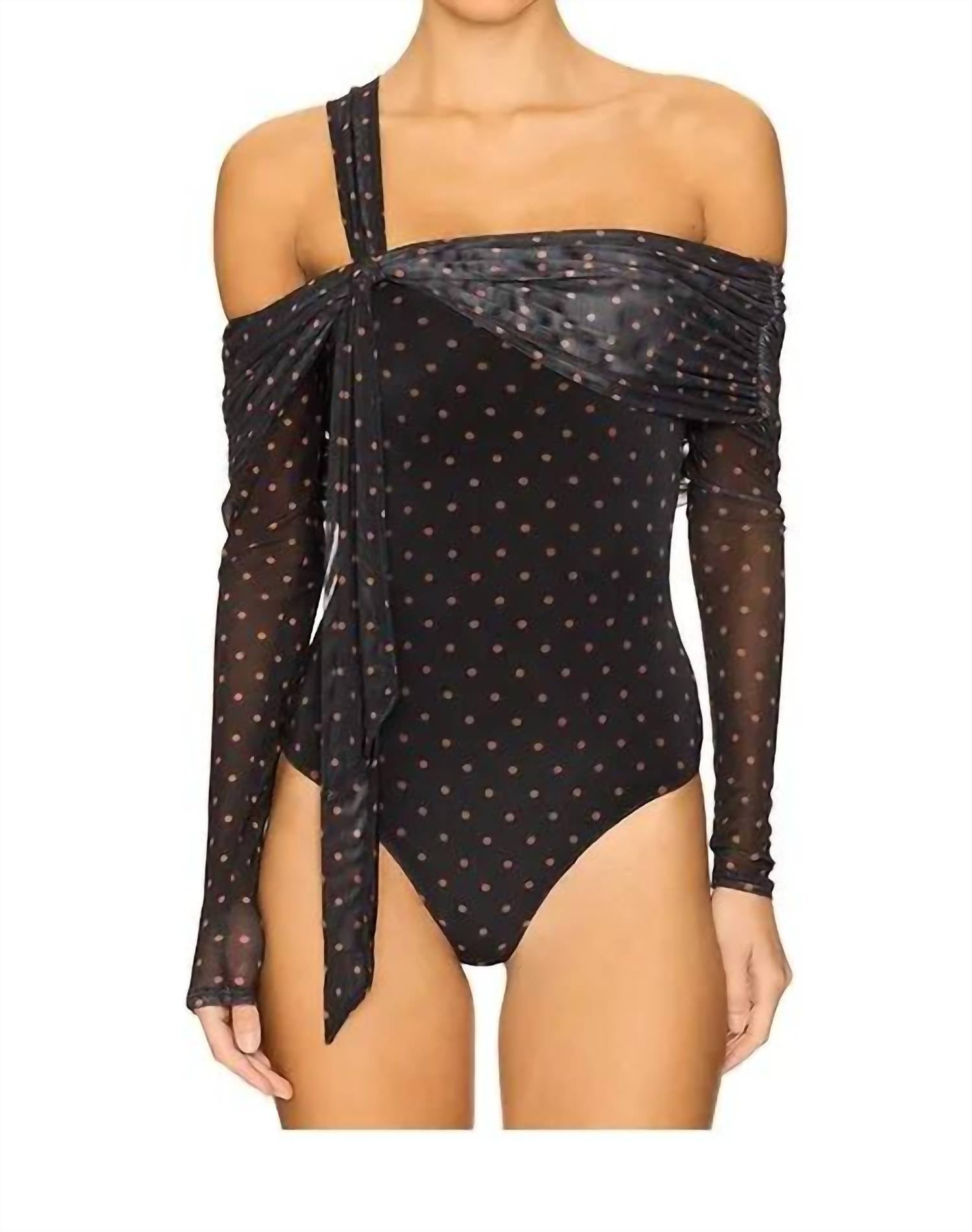 AFRM Juliette Bodysuit in sepia dot - women's shirt - detail view