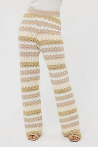 ESQUALO Knit Striped Trousers in beige multi - women's pants