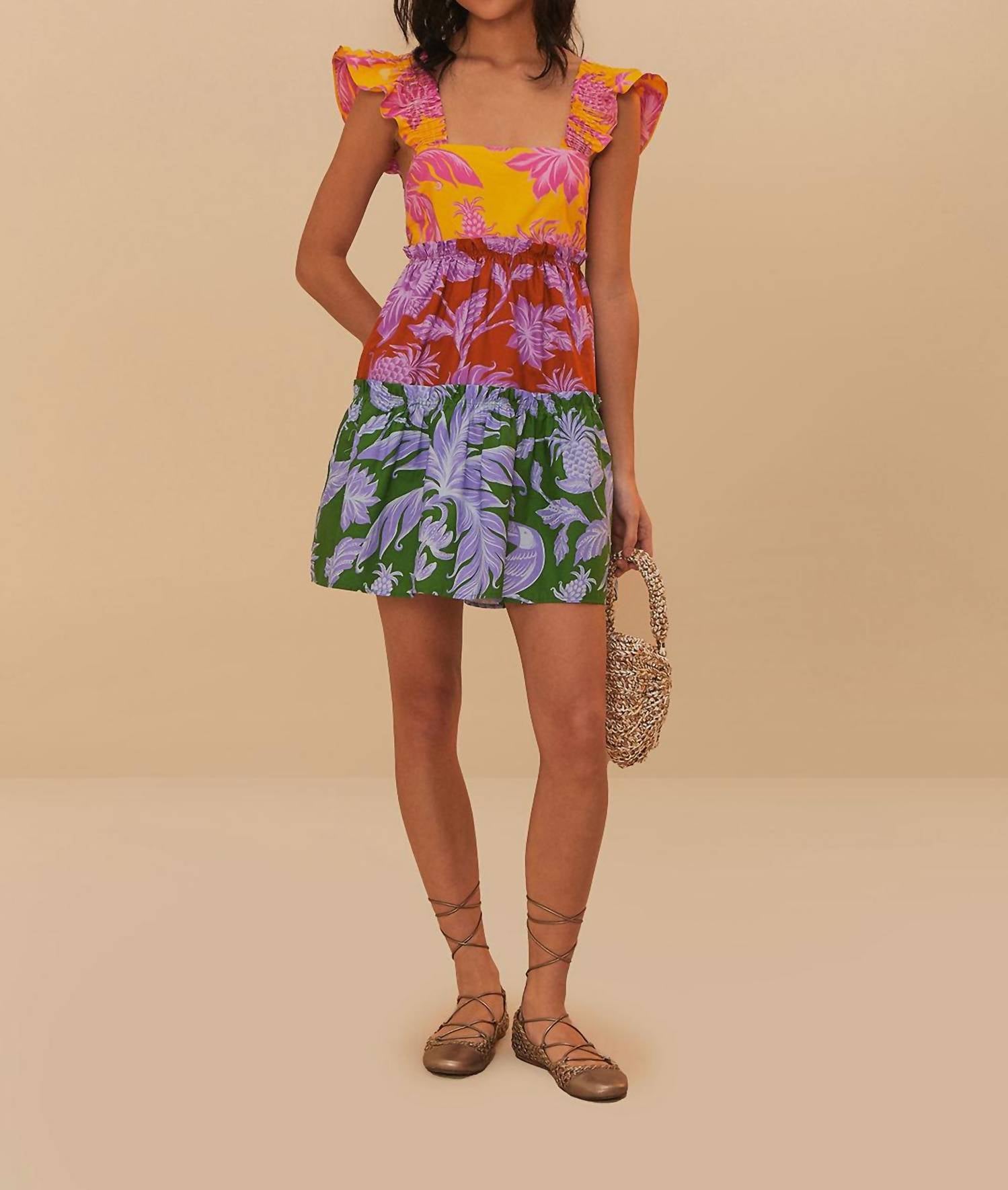Farm Rio - Tropical Swing Mix Mini Dress