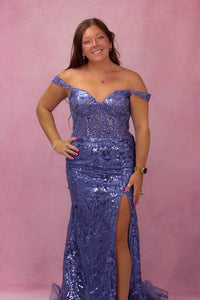 Sherri Hill - Off The Shoulder Sequin Gown - Plus