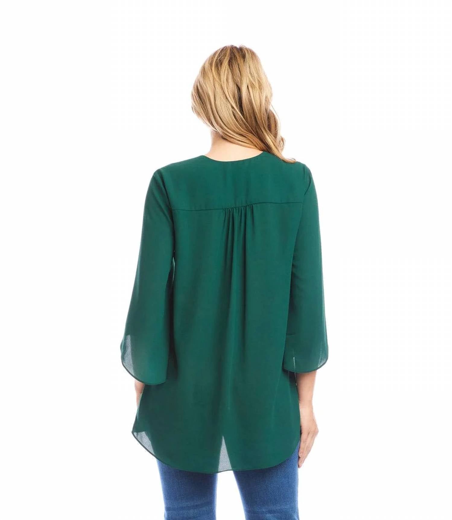 Karen Kane - Bracelet Sleeve Asymmetric Top - Petite