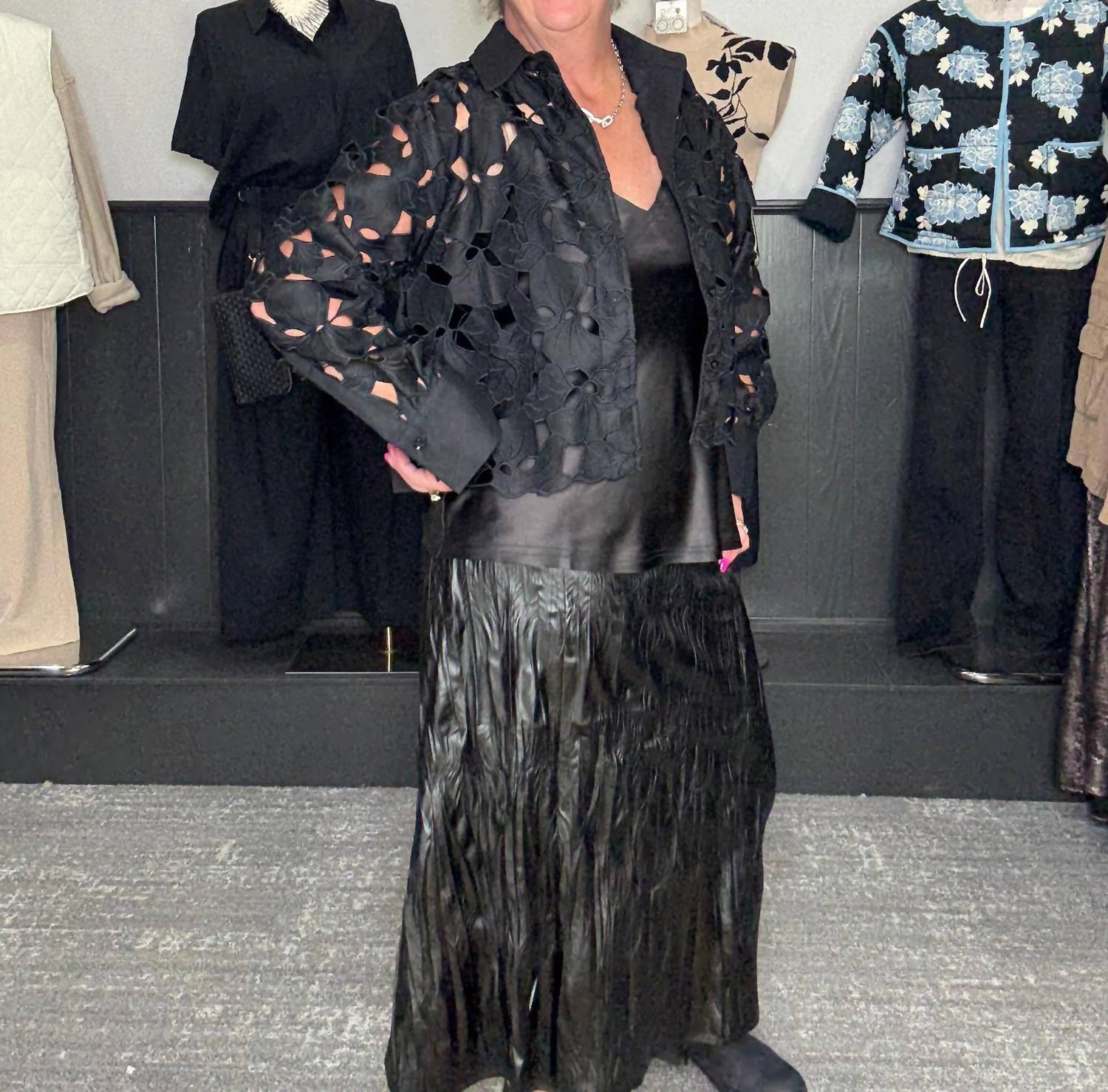 Thml - Long Leather-look Textured Skirt