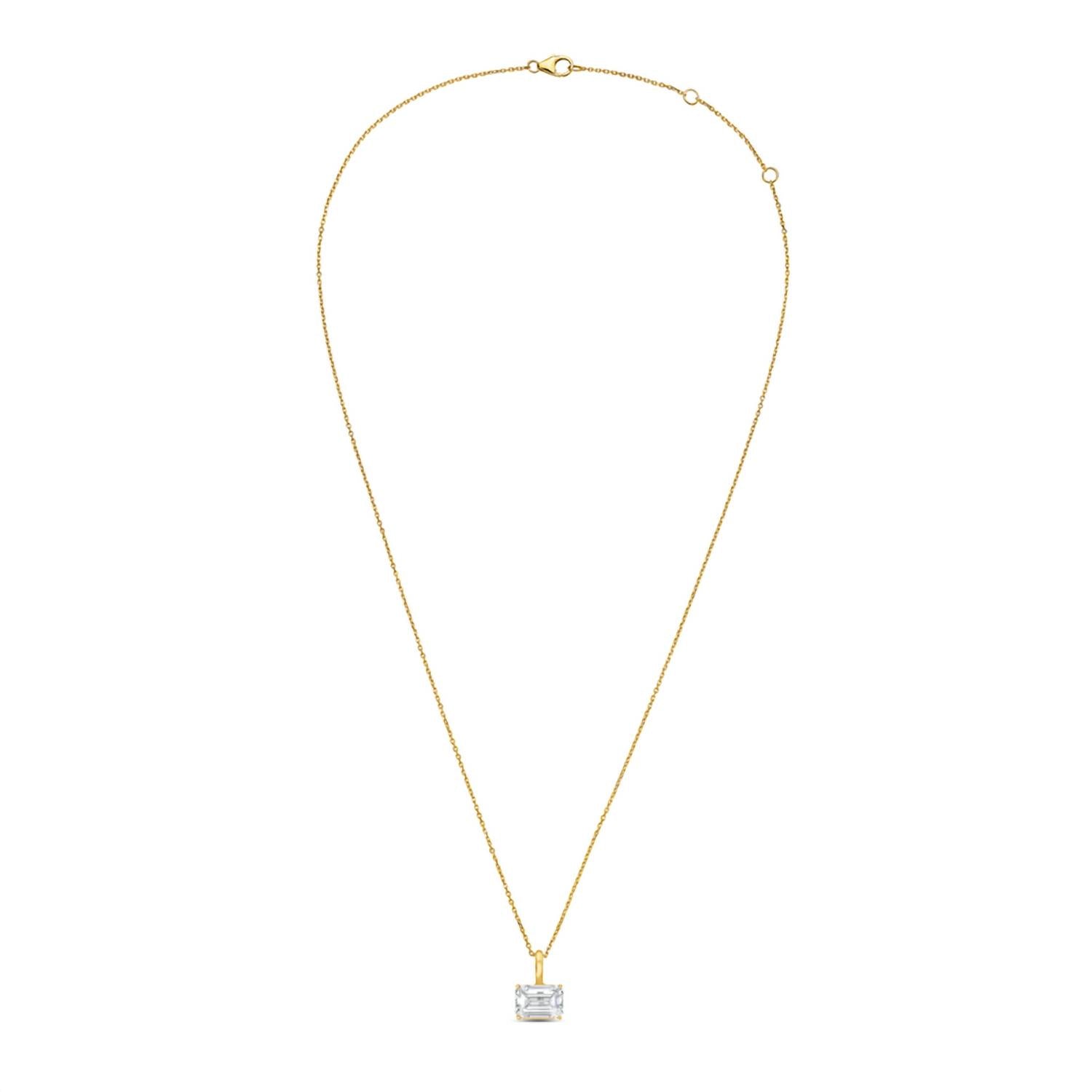Diana M Jewels - East–west Emerald-cut Lab-grown Diamond Solid Bail Pendant Necklace - 8.00 Ct