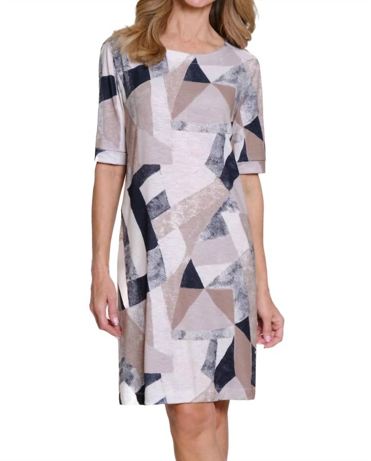 Multiples - Printed Slub Knit A-line Dress
