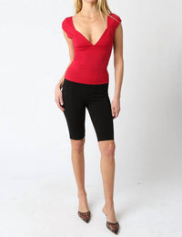 Olivaceous - Mollie Y2k Slim Fit Stretch Cotton Top