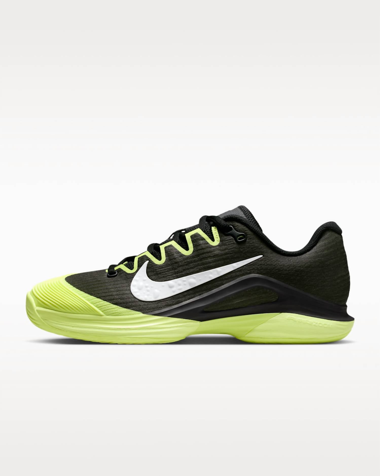NIKE Women's Zoom Vapor 12 Premium Hard Court Tennis Shoes in black white light lemon twist - women's shoe