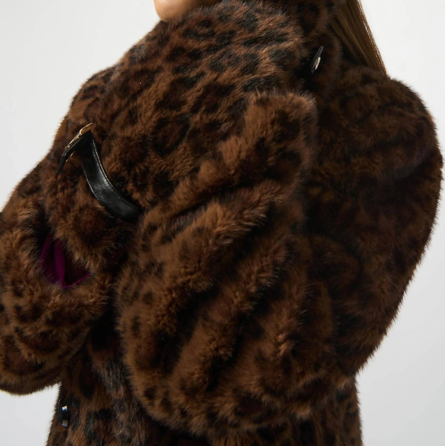 Joseph Ribkoff - Women's Animal Print Embellished Faux Fur Gloves