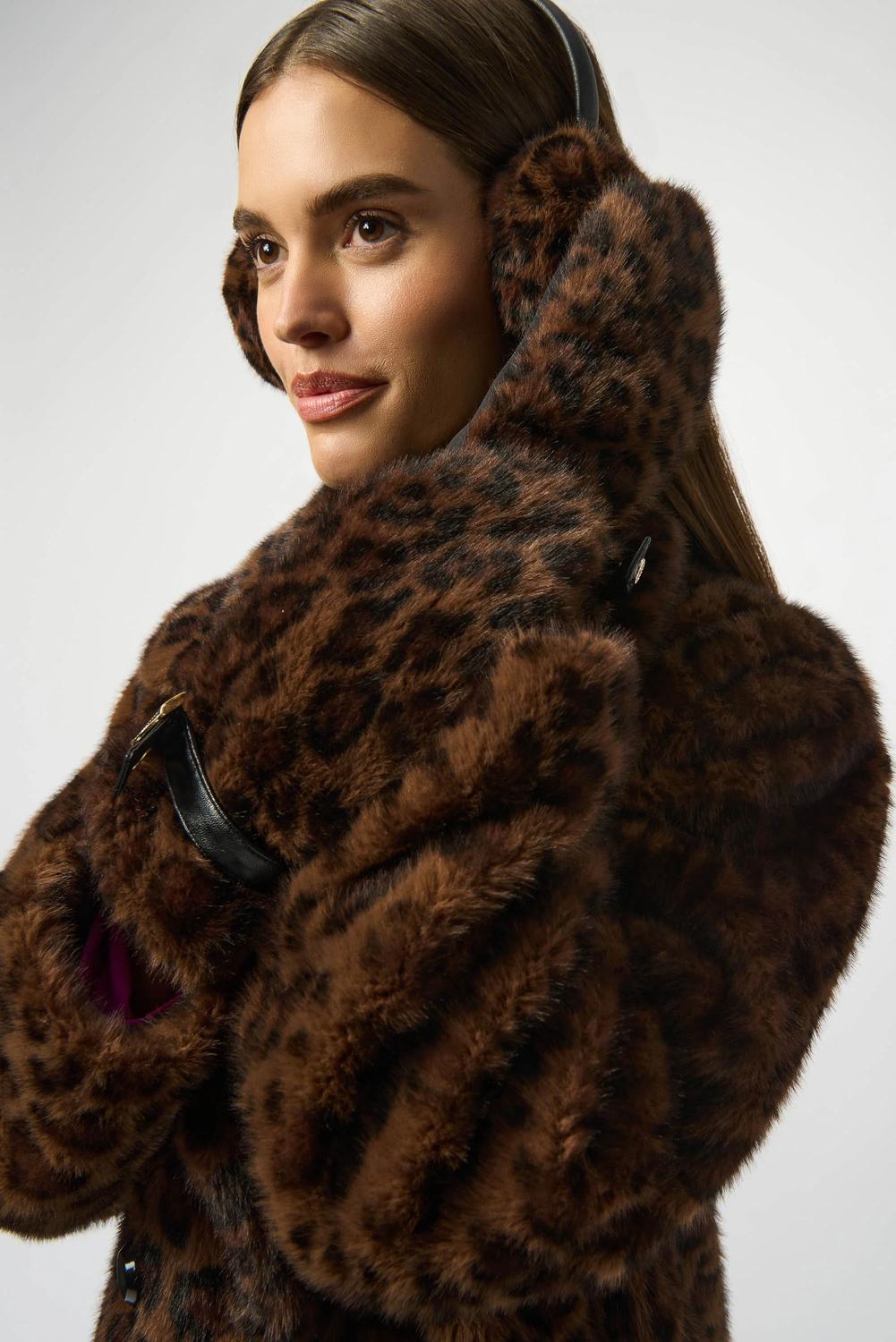 Joseph Ribkoff - Women's Animal Print Embellished Faux Fur Gloves