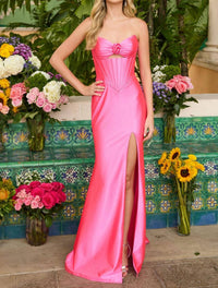 Ava Presley Strapless Corset Prom Dress in pink - women's dress