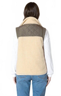 Dex Mixed Fabric Vest in olive tan 1 - women's jacket - detail view