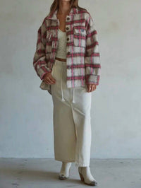 By Together - Plaid Buttondown Jacket With Back Fringe Detail