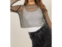 Hyfve - Fishnet Rhinestone Cover-up Top