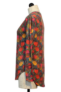 Nally & Millie - Women's Ribbed Camo Floral V-neck Top
