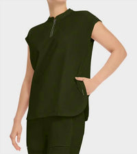 Healing Hands - Sandy Zip Mandarin Collar Top