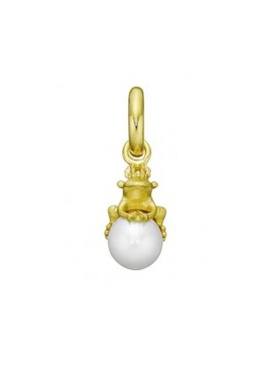 Story Jewellery - Women's Frog With White Pearl Charm Pendant