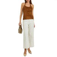 Stouls Lilou Lamb Leather Wide Leg Pants in white - women's pants