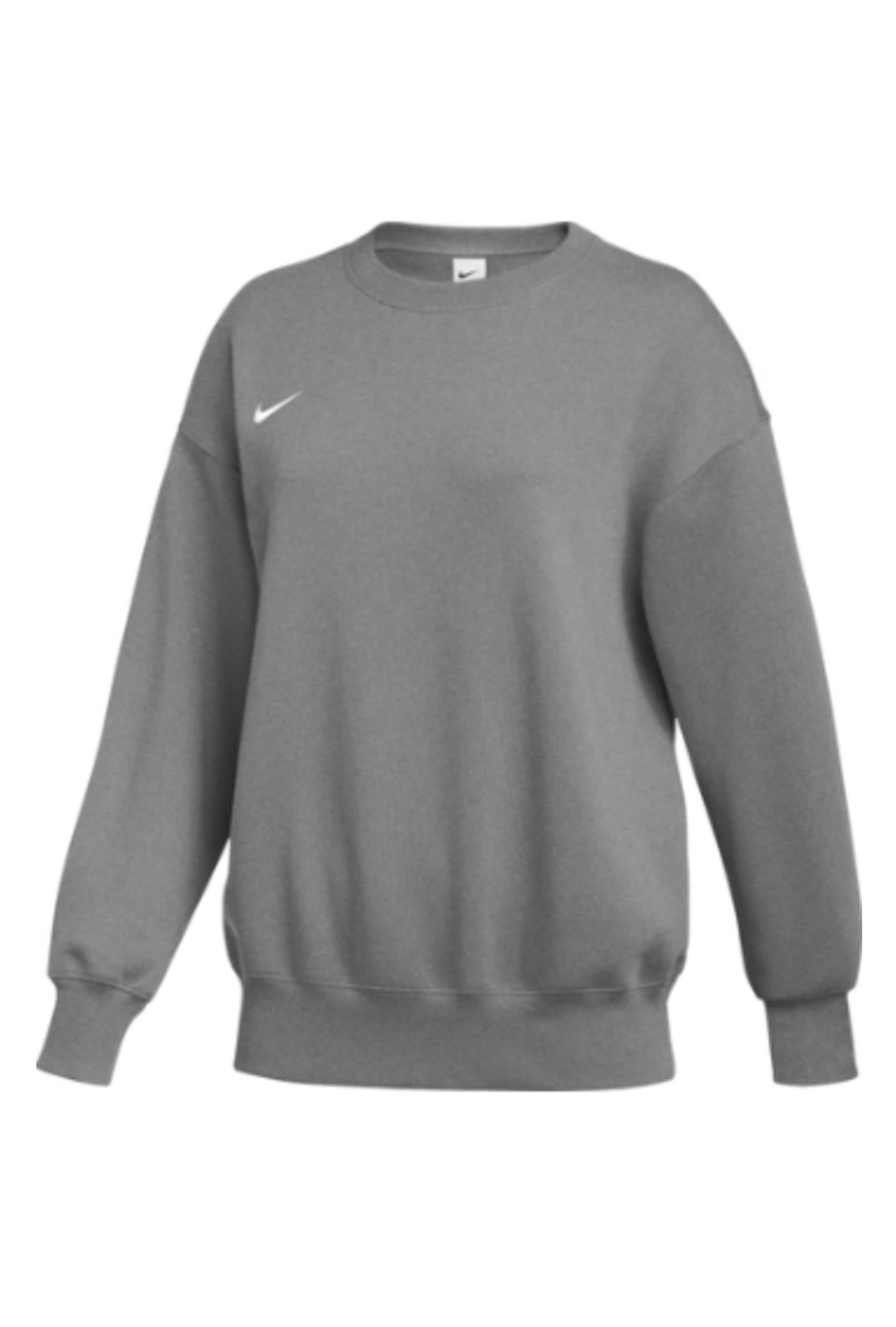 NIKE Women's Phoenix Fleece Crew Sweatshirt in dark heather grey white - women's top