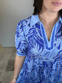 Umgee - Border Print V-neck Midi Dress