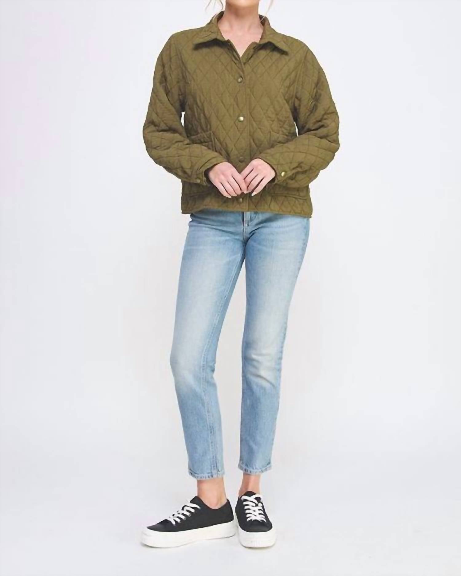 ALLIE ROSE Textured Quilted Jacket in olive - women's jacket - alternate view