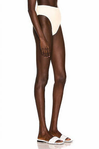 Haight Ribbed High Leg Hotpants Bikini Bottom in white clay - women's swimwear - detail view