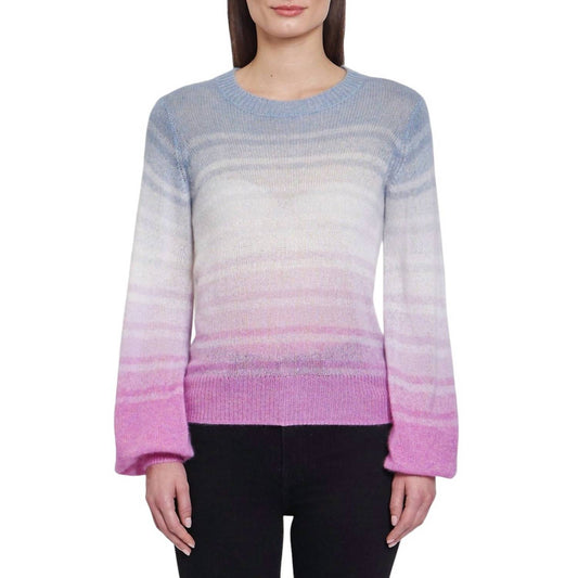 Autumn Cashmere - Puff Sleeve Gradient Stripe Crew Top