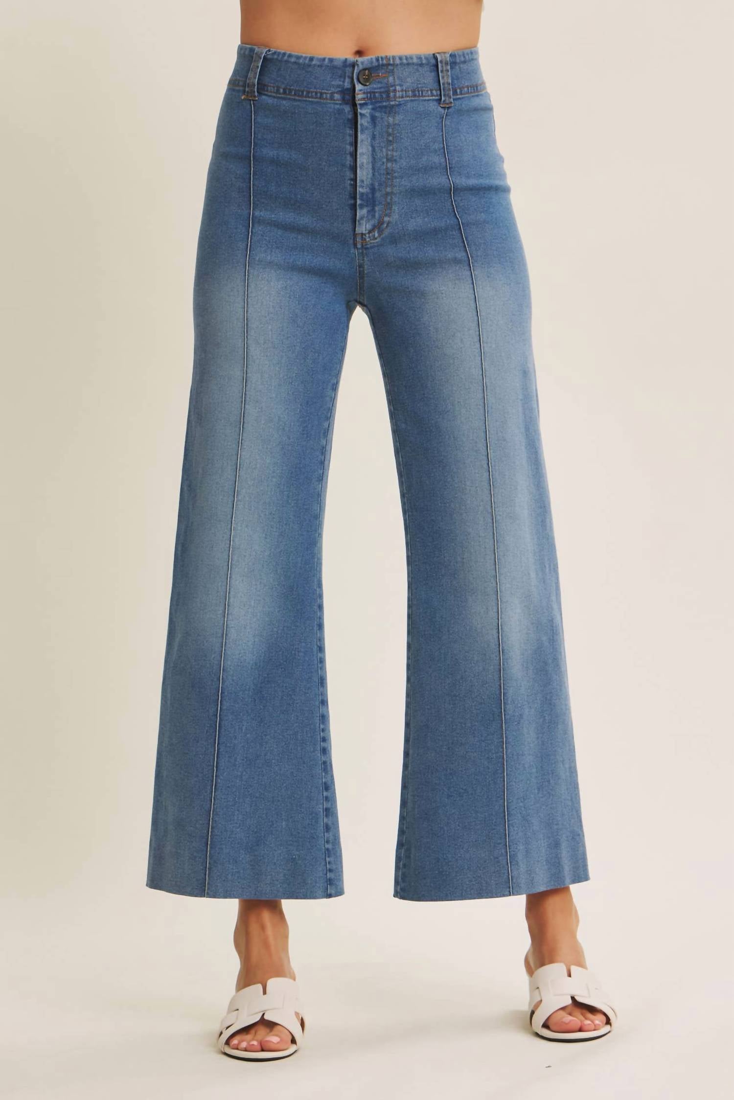 In February - Stretchy Cropped Wide Leg Jeans