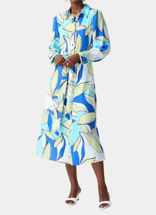 Joseph Ribkoff - Satin Floral Print Shirt Dress