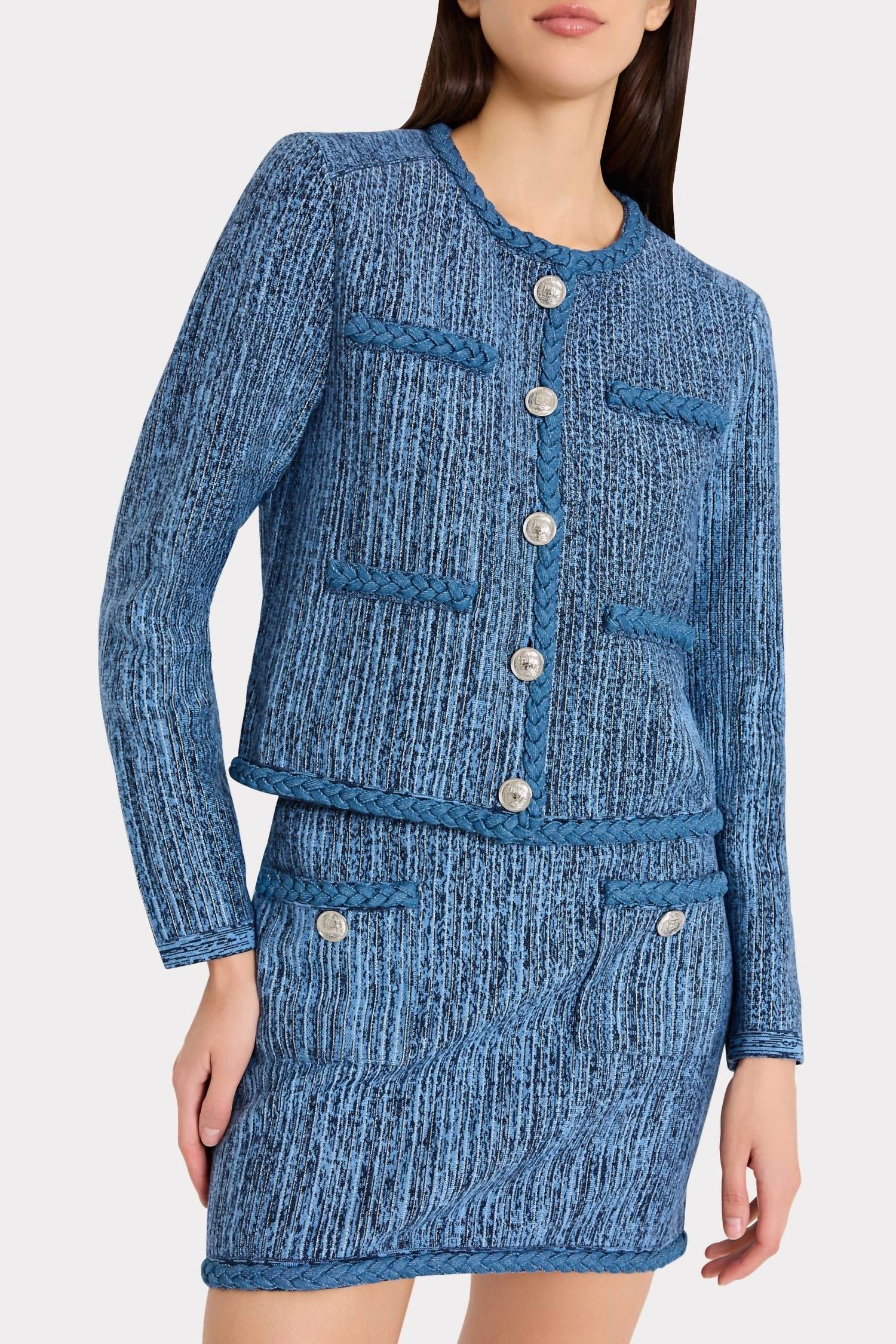 Milly - Shayne Pinstripe Knit Cardigan Jacket